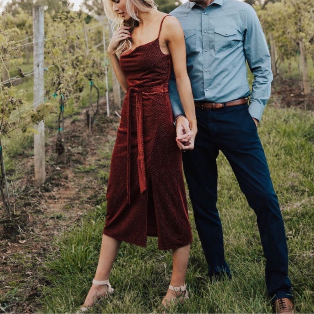 Lost + Wander Burgundy Midi Dress